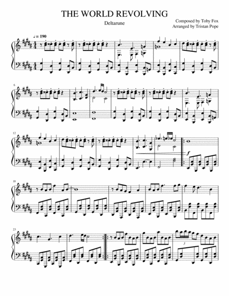 The World Revolving Deltarune Sheet Music