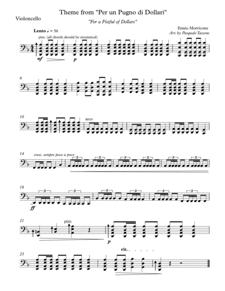 Free Sheet Music Theme A Fistful Of Dollars