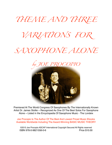 Free Sheet Music Theme And Three Variations For Saxophone Alone By Joe Procopio