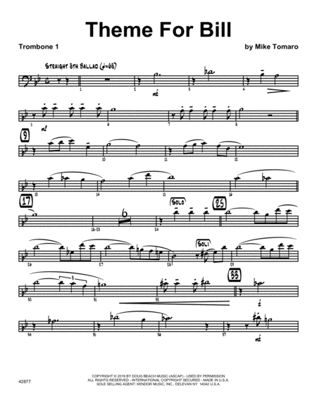 Free Sheet Music Theme For Bill 1st Trombone