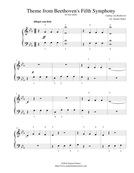Free Sheet Music Theme From Beethovens Fifth Symphony For Easy Piano