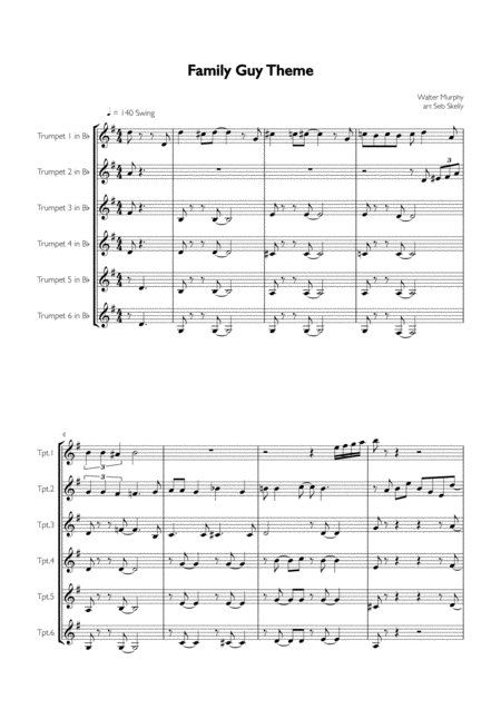 Free Sheet Music Theme From Family Guy For Trumpet Sextet