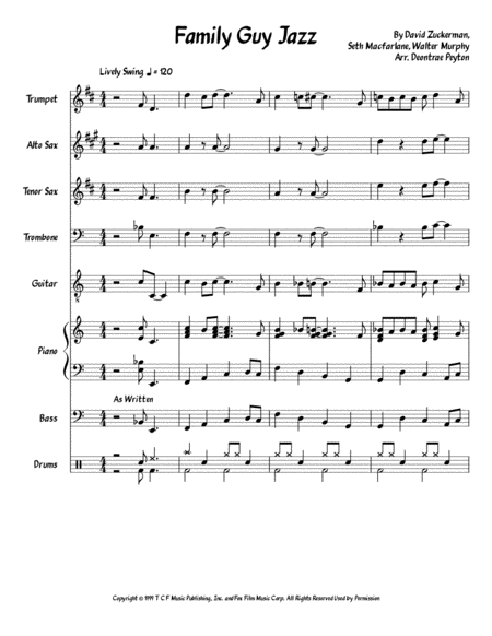 Free Sheet Music Theme From Family Guy Jazz Combo