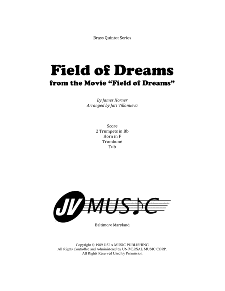 Theme From Field Of Dreams For Brass Quintet Sheet Music