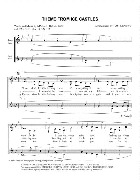 Theme From Ice Castles Through The Eyes Of Love Ssaa Sheet Music