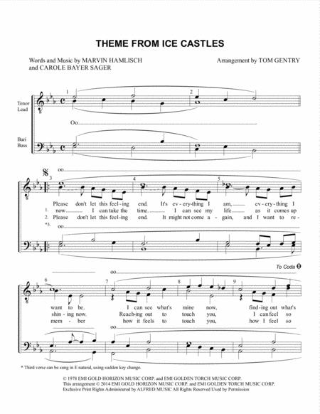 Theme From Ice Castles Through The Eyes Of Love Ttbb Sheet Music