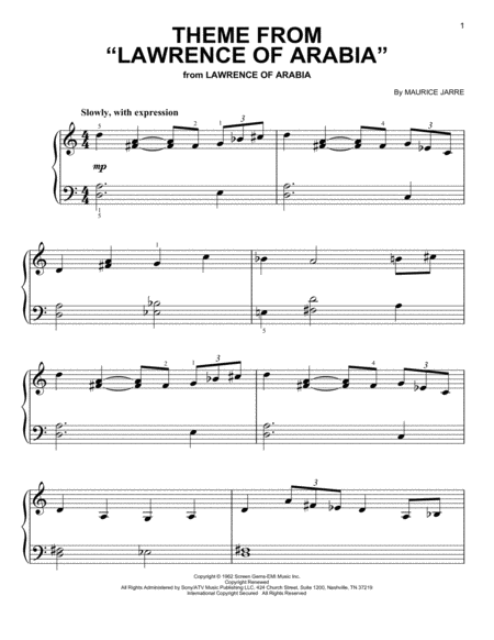 Theme From Lawrence Of Arabia Sheet Music