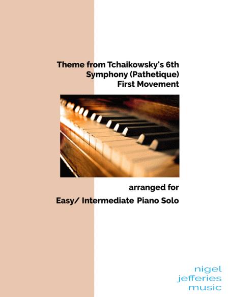 Theme From Tchaikowskys 6th Symphony Pathetique First Movement Arranged For Easy Intermediate Piano Sheet Music