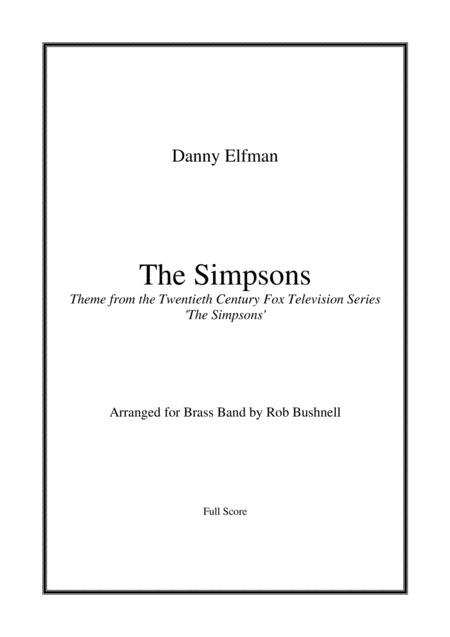 Free Sheet Music Theme From The Simpsons Danny Elfman Brass Band