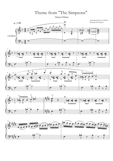 Theme From The Simpsons For Carillon Sheet Music