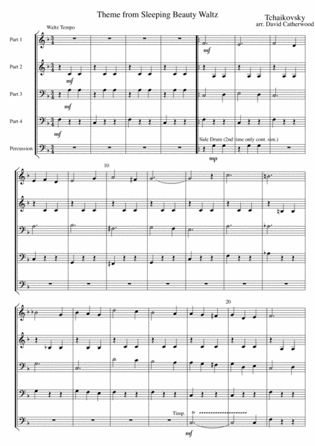 Free Sheet Music Theme From The Sleeping Beauty Waltz Tchaikovsky Arr David Catherwood