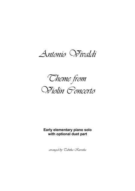 Free Sheet Music Theme From Violin Concerto