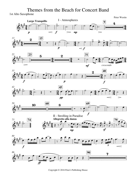 Themes From The Beach 1st Alto Saxophone Sheet Music