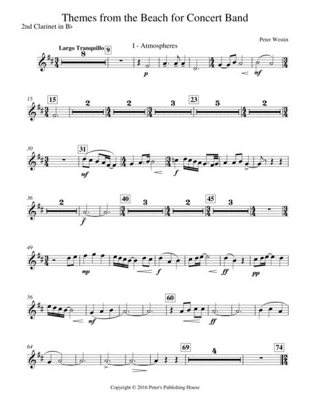 Themes From The Beach 2nd Clarinet In B Flat Sheet Music