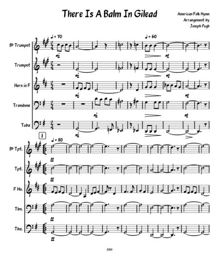 There Is A Balm In Gilead Brass Quintet Sheet Music