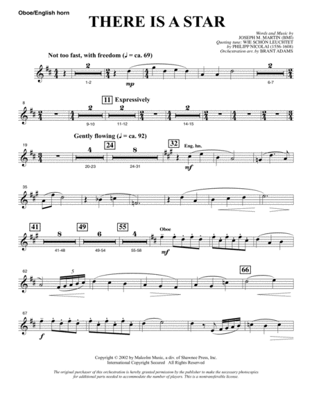 There Is A Star Oboe English Horn Sheet Music