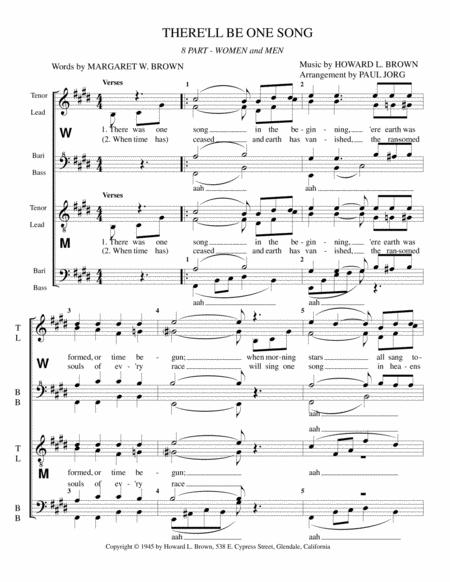 Free Sheet Music There Ll Be One Song 8 Part Harmony