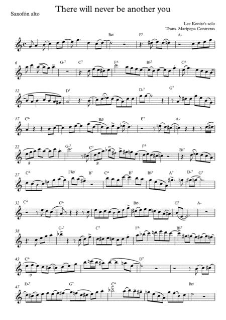 There Will Never Be Another You Transcription Lee Konitz Solo Sheet Music