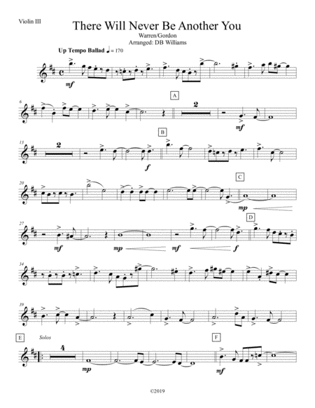 There Will Never Be Another You Violin 3 Sheet Music