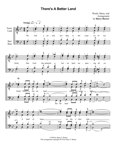 Free Sheet Music Theres A Better Land