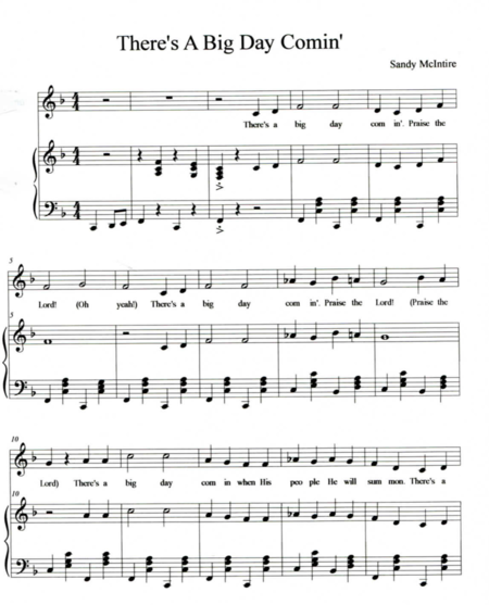 Theres A Big Day Comin Sheet Music