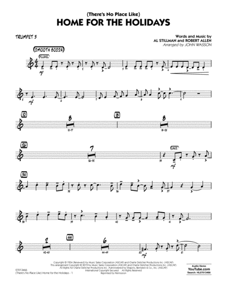 Free Sheet Music Theres No Place Like Home For The Holidays Arr John Wasson Trumpet 3