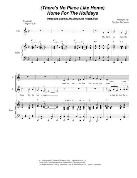 Theres No Place Like Home For The Holidays Duet For Soprano And Alto Solo Sheet Music