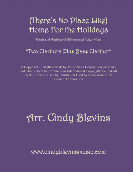 Theres No Place Like Home For The Holidays For Two Clarinets And Bass Clarinet Sheet Music