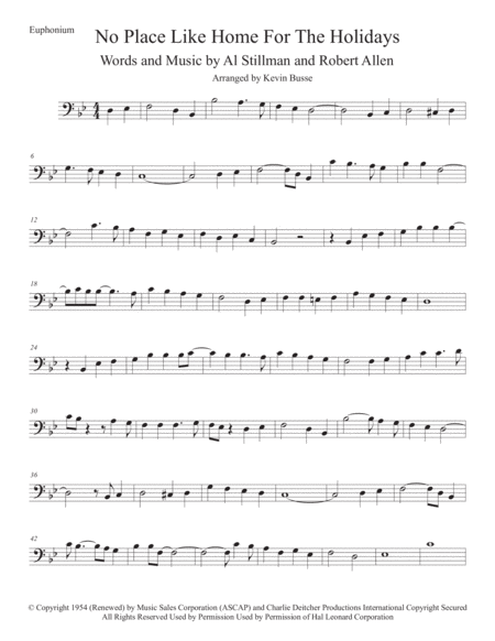 Theres No Place Like Home For The Holidays Original Key Euphonium Sheet Music