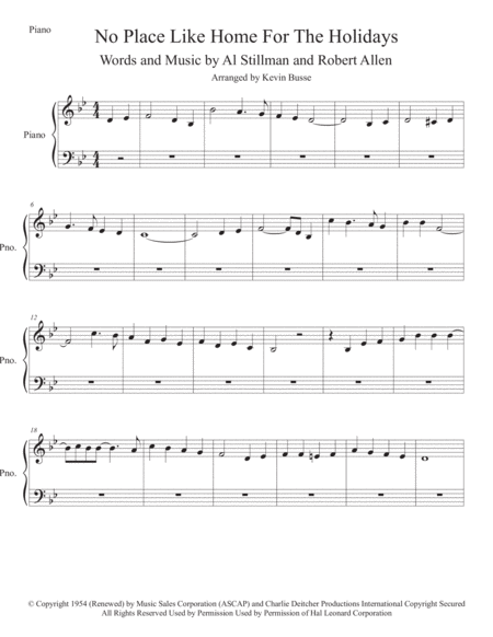 Free Sheet Music Theres No Place Like Home For The Holidays Original Key Piano