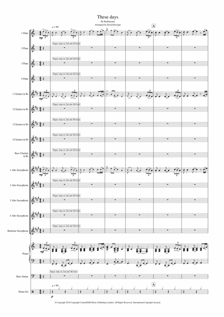Free Sheet Music These Days By Rudimental Wind Ensemble
