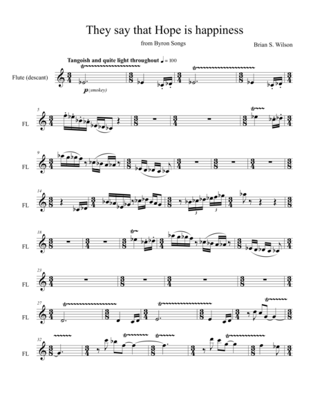 Free Sheet Music They Say That Hope Is Happiness Flute Descant Part