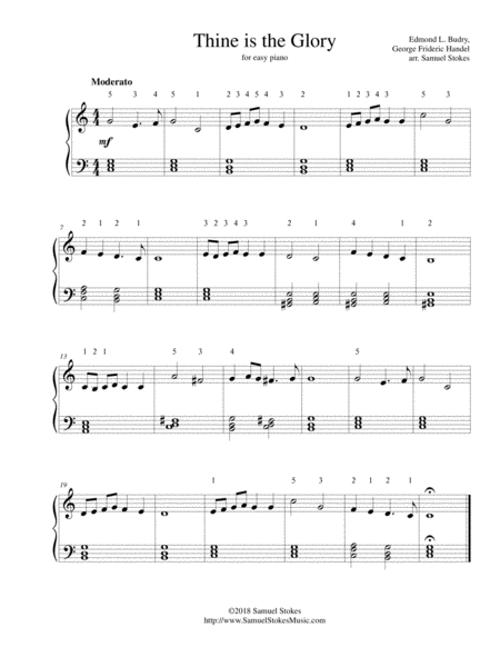 Thine Is The Glory For Easy Piano Sheet Music