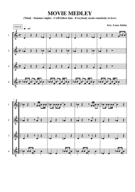 Free Sheet Music Think Summer Nights I Will Follow Him Everybody Needs Somebody To Love