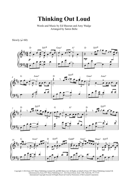 Thinking Out Loud Adagio Piano Sheet Music For Ballet Class Sheet Music