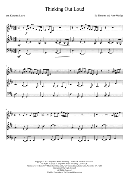 Thinking Out Loud Violin 1 Violin 2 Cello Sheet Music