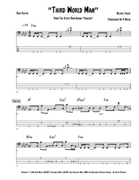 Third World Man Bass Guitar Tab Sheet Music