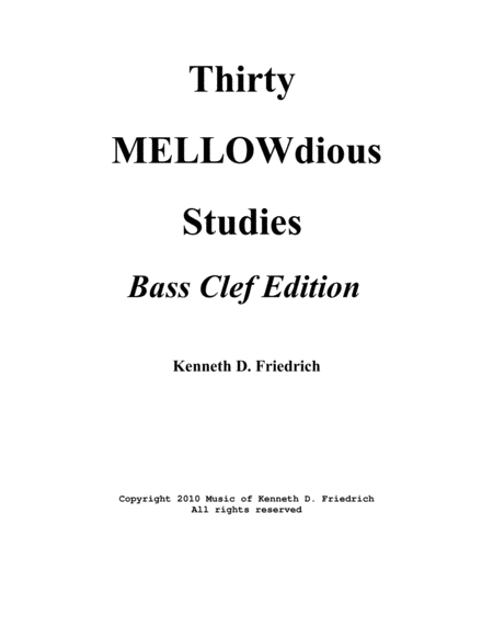 Free Sheet Music Thirty Mellowdious Studies Book One Bass Clef Edition