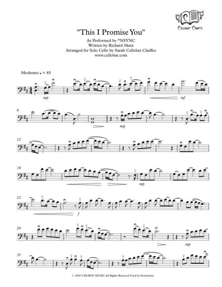 This I Promise You Solo Cello Nsync Arr Cellobat Sheet Music