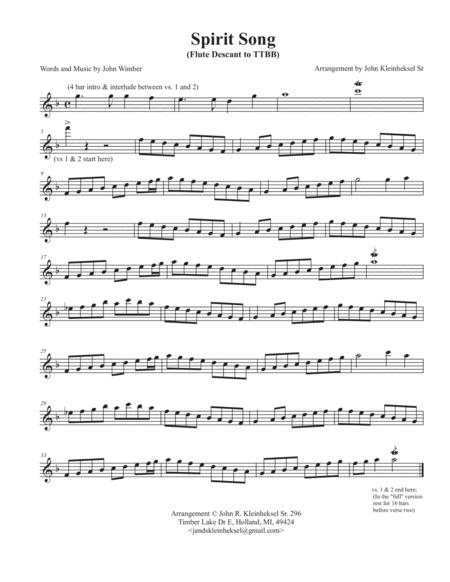 Free Sheet Music This Is A Flute Obbligato To Spirit Song Ttbb Version