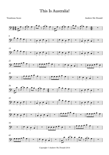 This Is Australia Bb Trombone Score Sheet Music