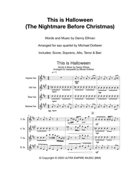 Free Sheet Music This Is Halloween For Sax Quartet