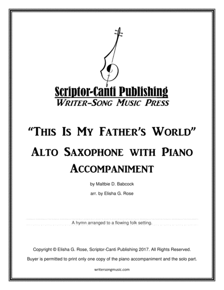 This Is My Fathers World Alto Saxophone Sheet Music