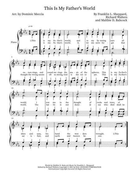 This Is My Fathers World Piano Voice Sheet Music