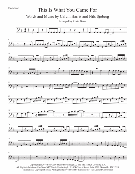 Free Sheet Music This Is What You Came For Trombone