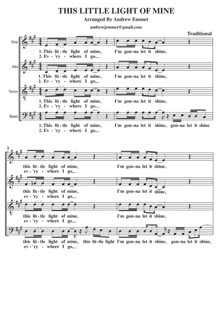 This Little Light Of Mine A Cappella Sheet Music