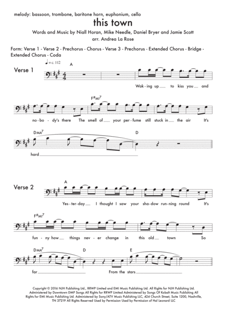 Free Sheet Music This Town Lead Sheet Bass Clef