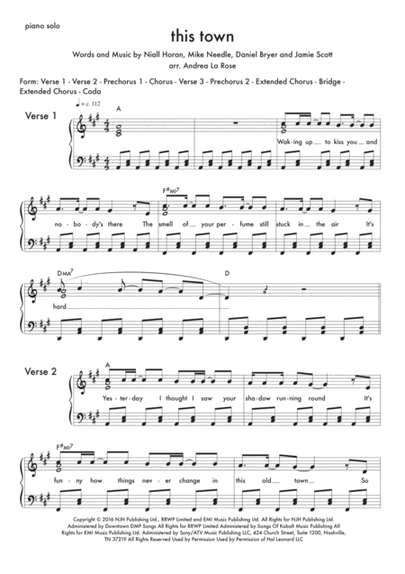 Free Sheet Music This Town Piano Solo