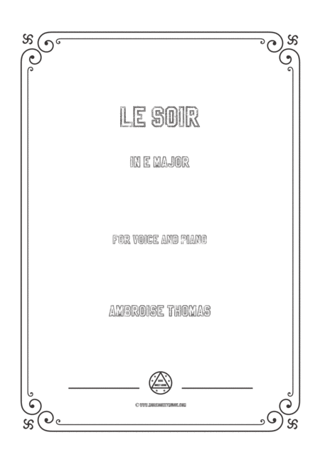 Thomas Le Soir In E Major For Voice And Piano Sheet Music