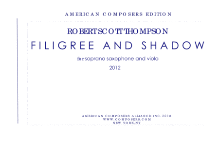 Thompson Filigree And Shadow Sheet Music